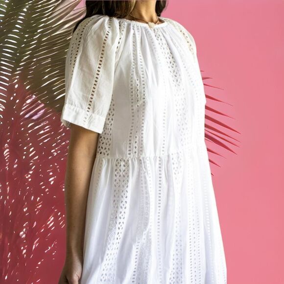 NWT CARON CALLAHAN Amelia Eyelet Midi Dress L - Picture 4 of 9